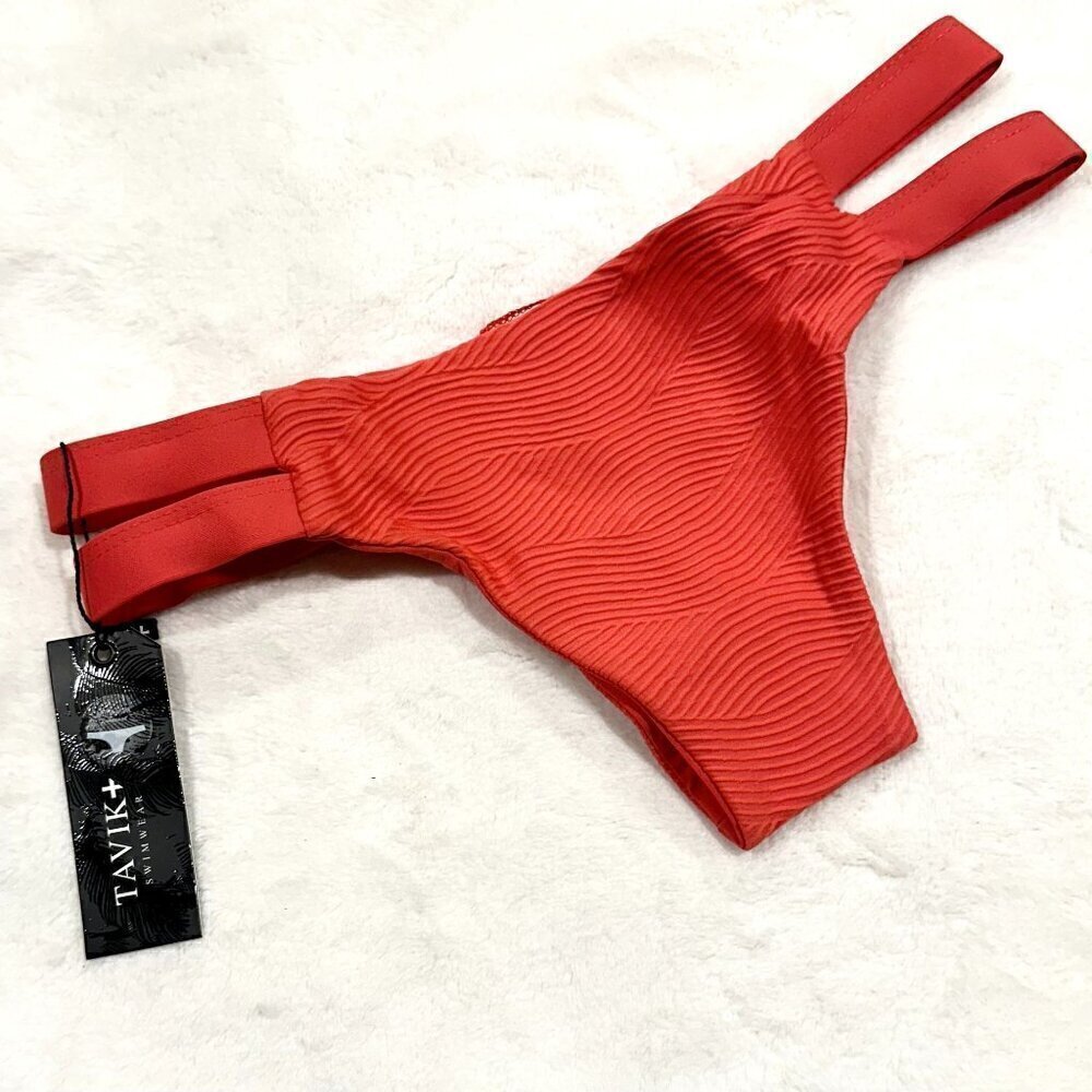 NWT Tavik Chloe Mini Cutout Swim Bottom Textured Amalfi in Hibiscus - XS - Picture 6 of 11